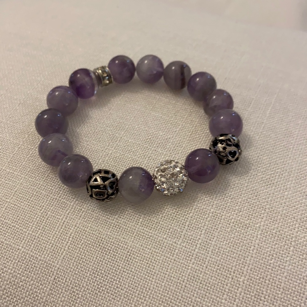Lavender Purple Stretch Bead Bracelet